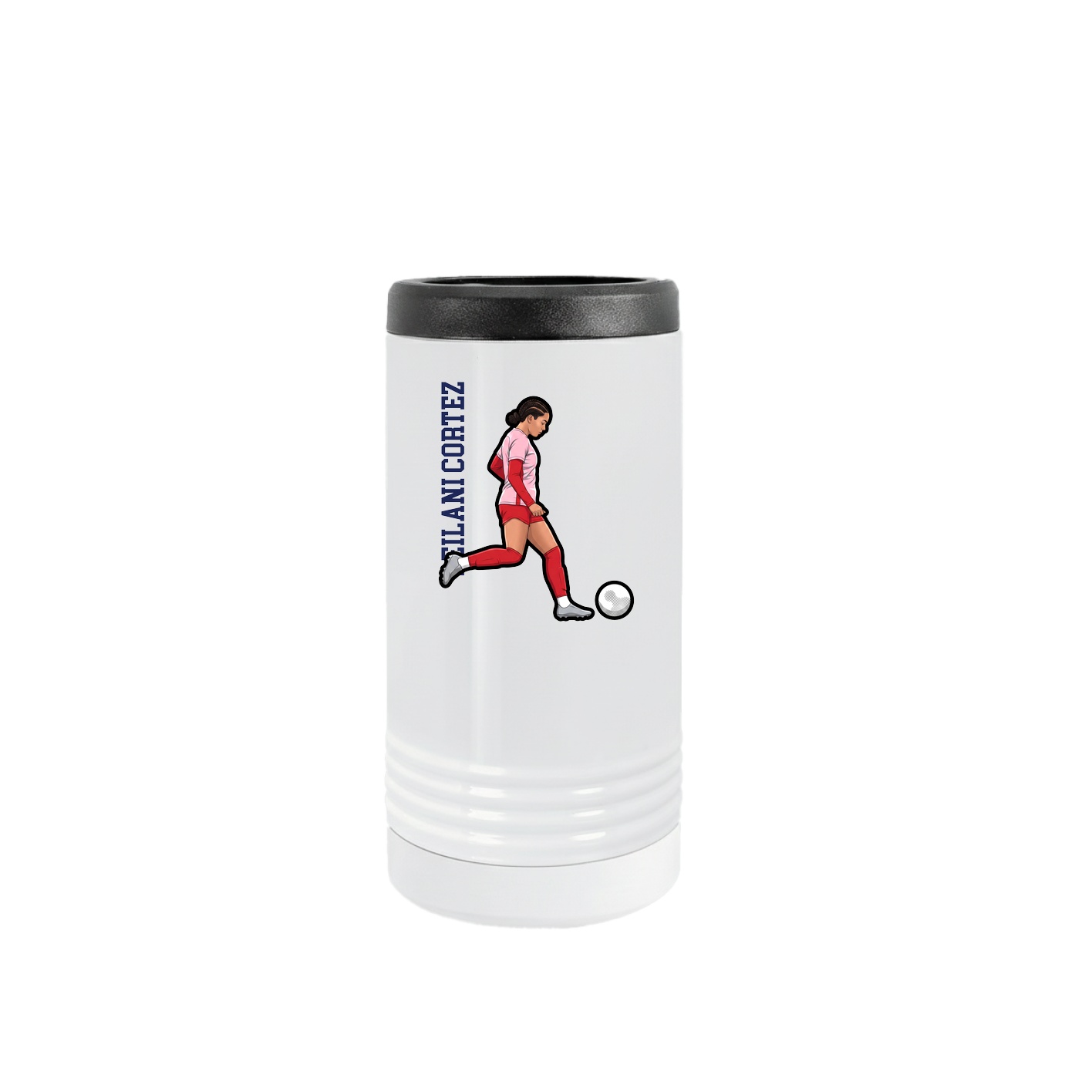 Slim Beverage Holder — Name Vertical in White