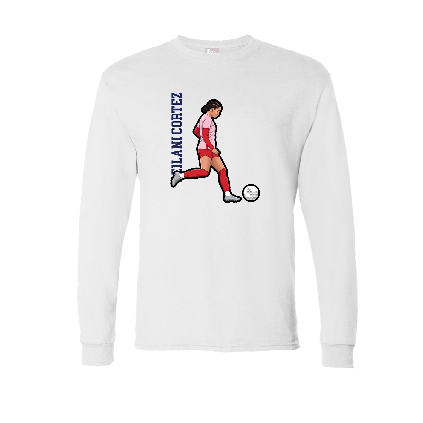 Long Sleeve Tee — Name Vertical in White