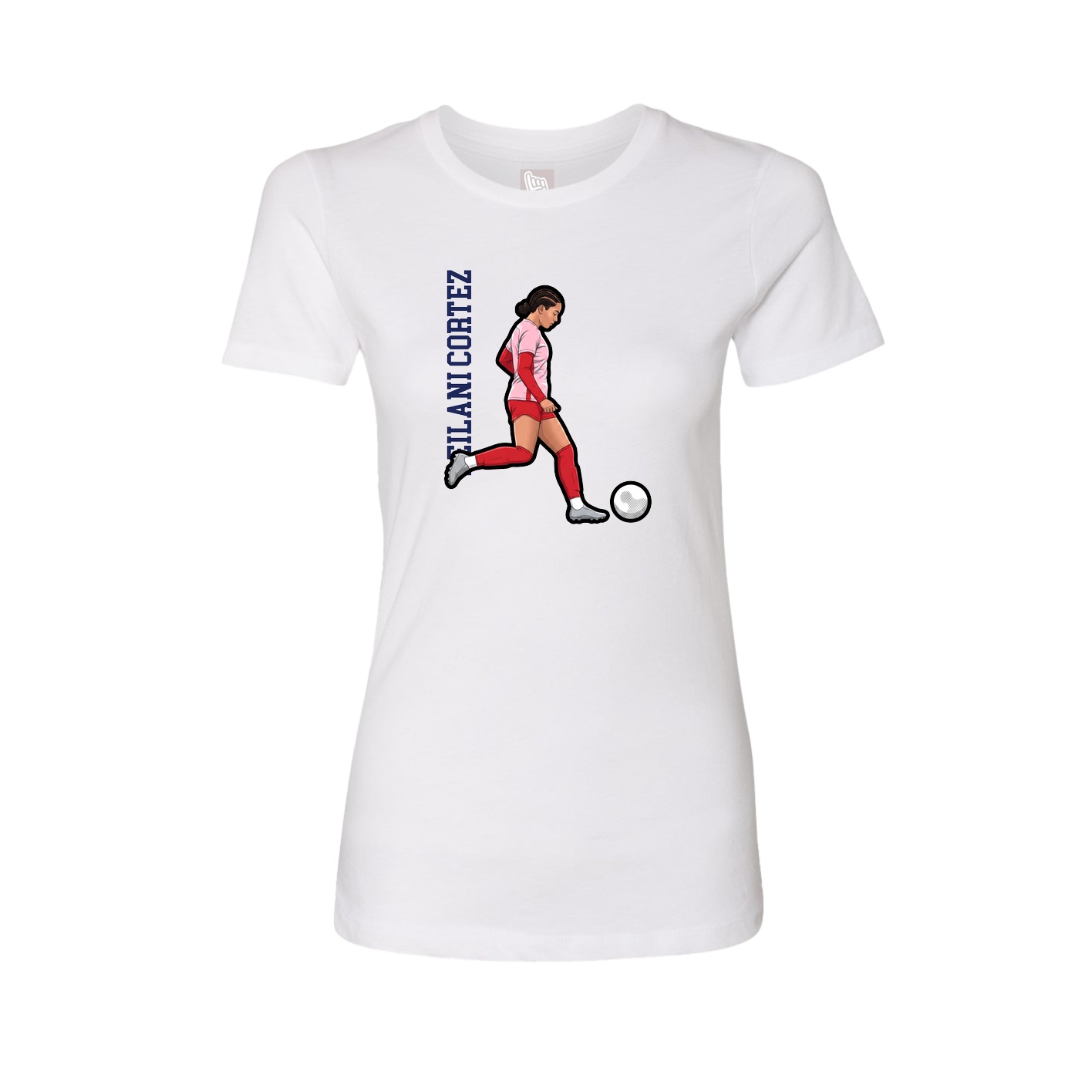 Fitted Women's Tee — Name Vertical in White