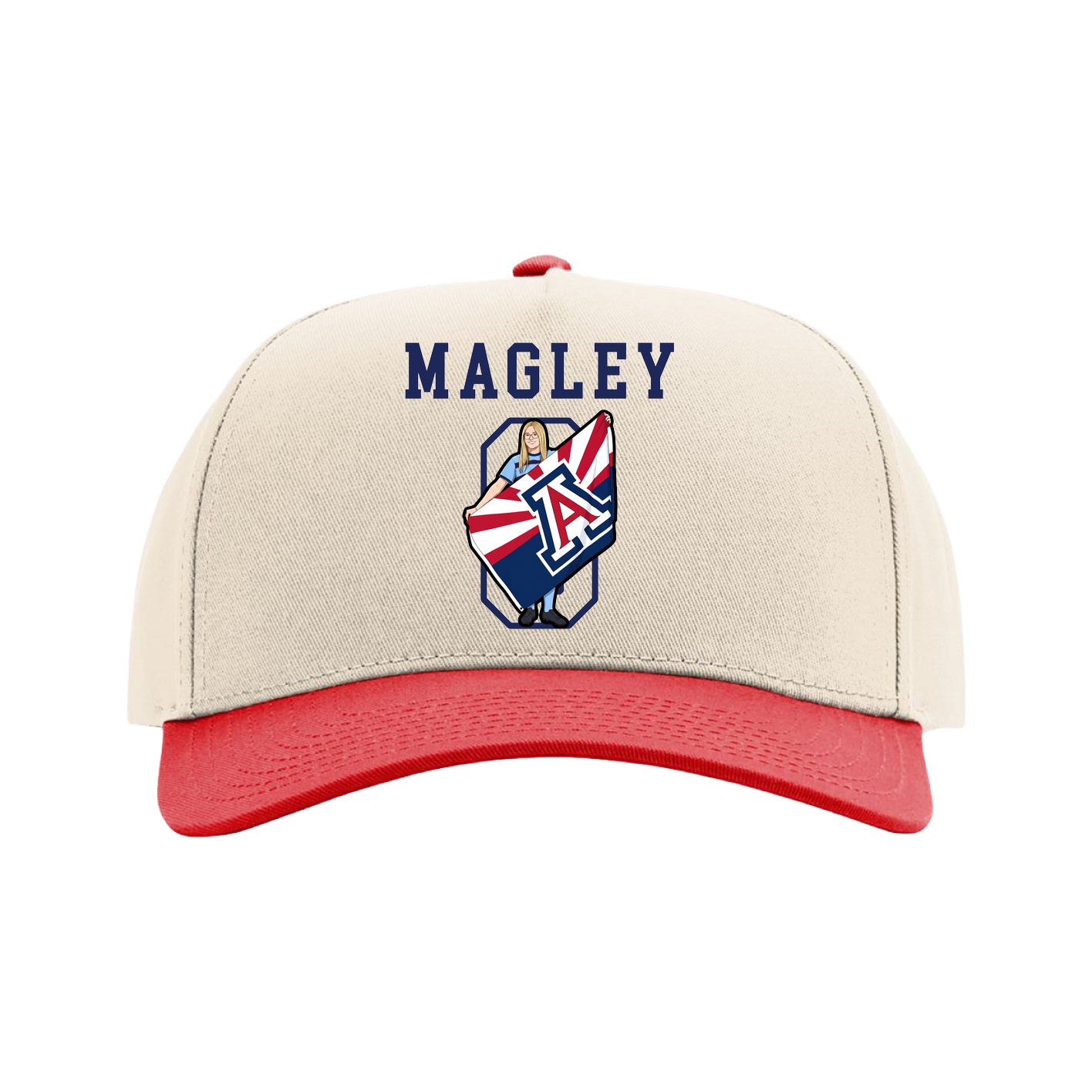 Full Fabric Five-Panel Champ Cap — Shirsey in Cream/Red