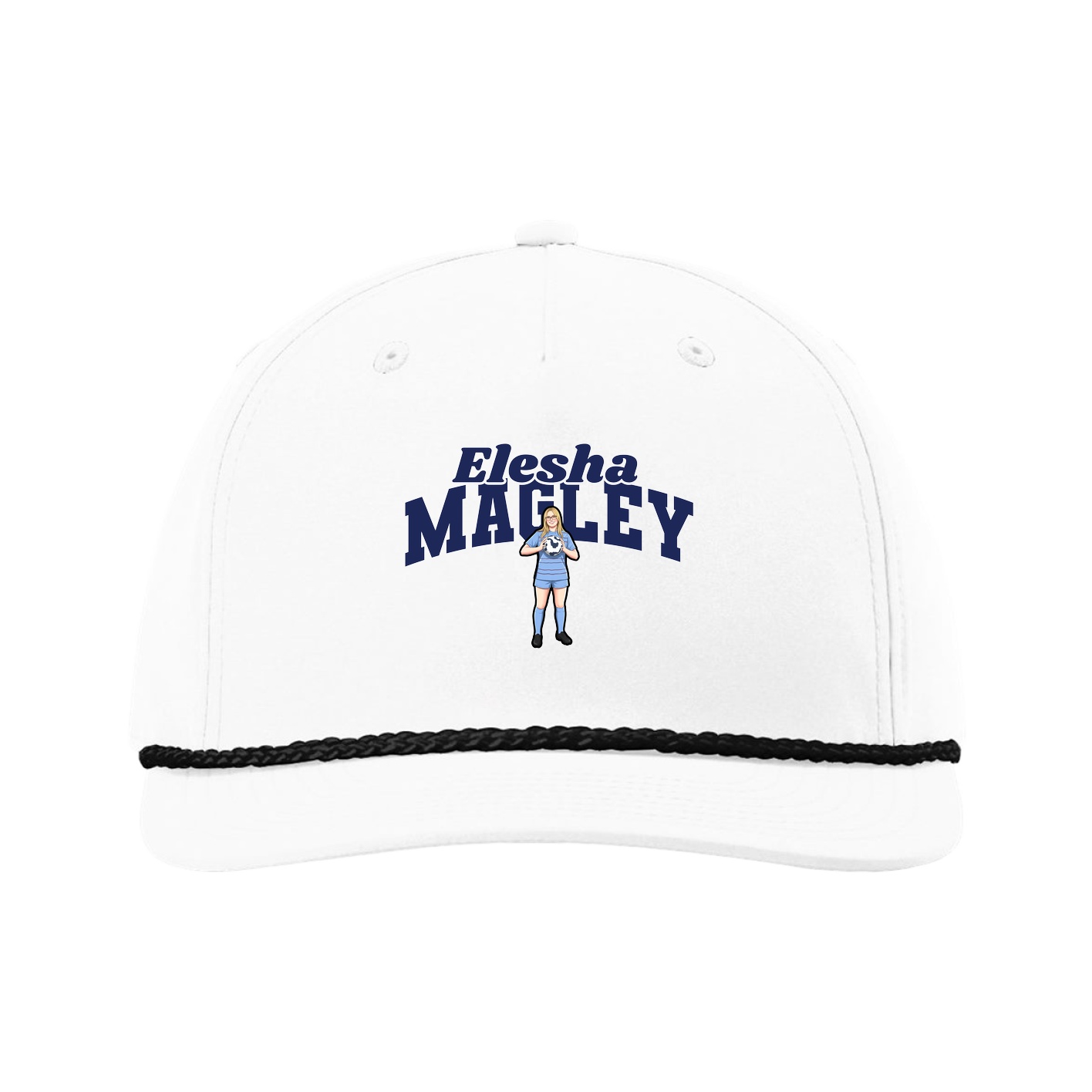 Five-Panel Classic Rope Cap — Signature Arch in White
