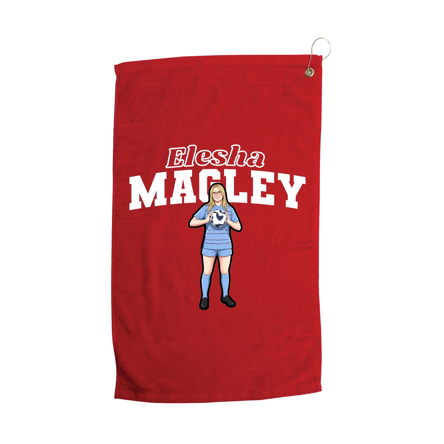 Golf Towel — Name Arch in Red