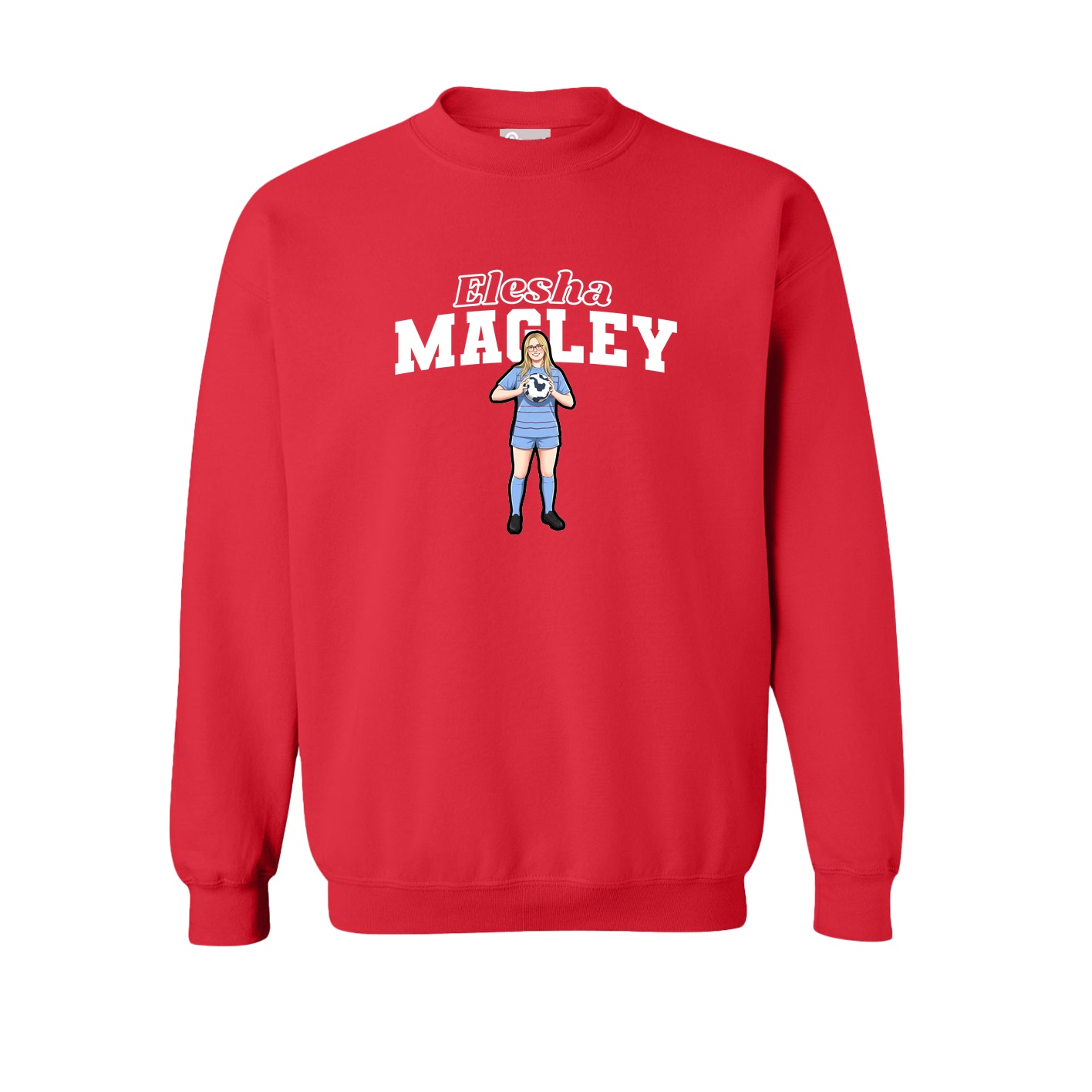 Fleece Crew — Name Arch in Red
