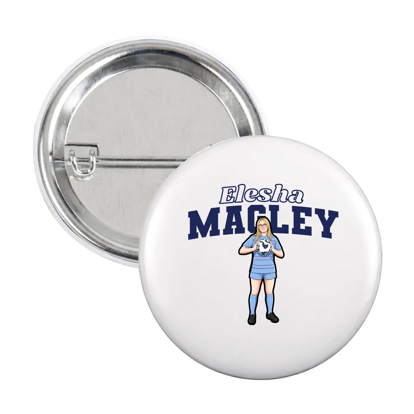 Game Day Button — Name Arch in White