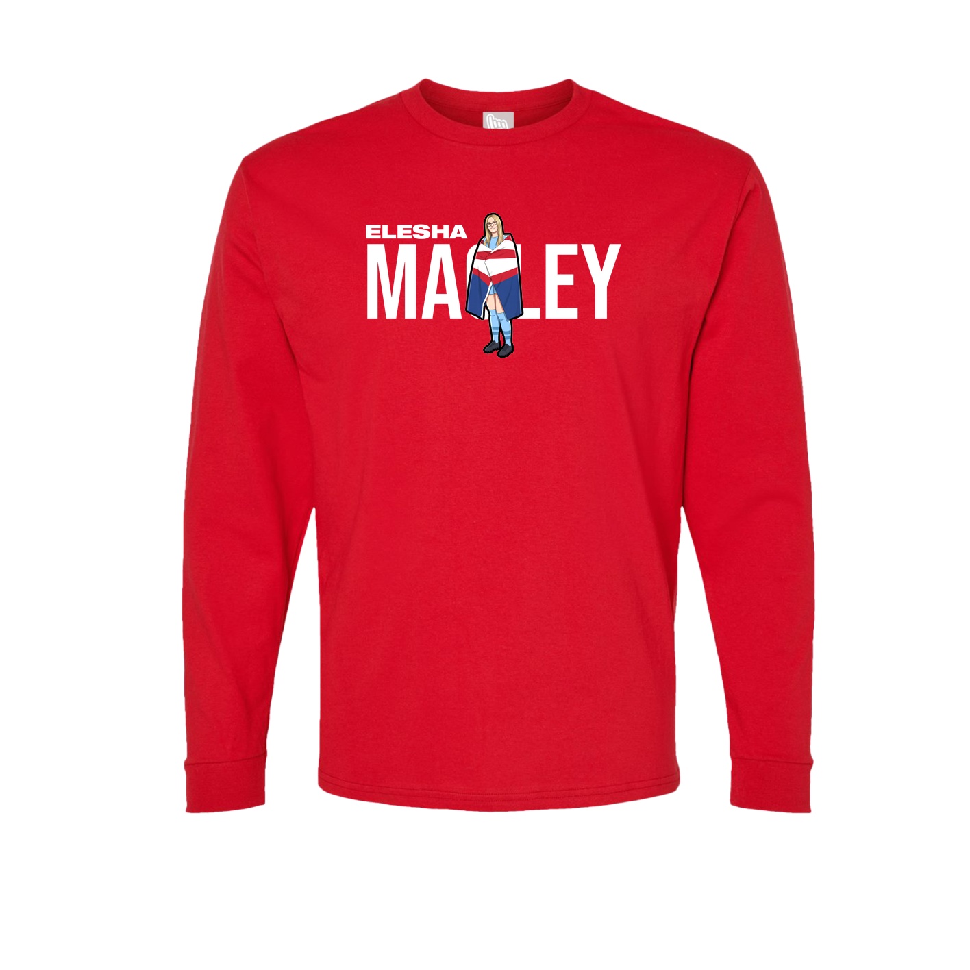 Long Sleeve Tee — Player Name in Red