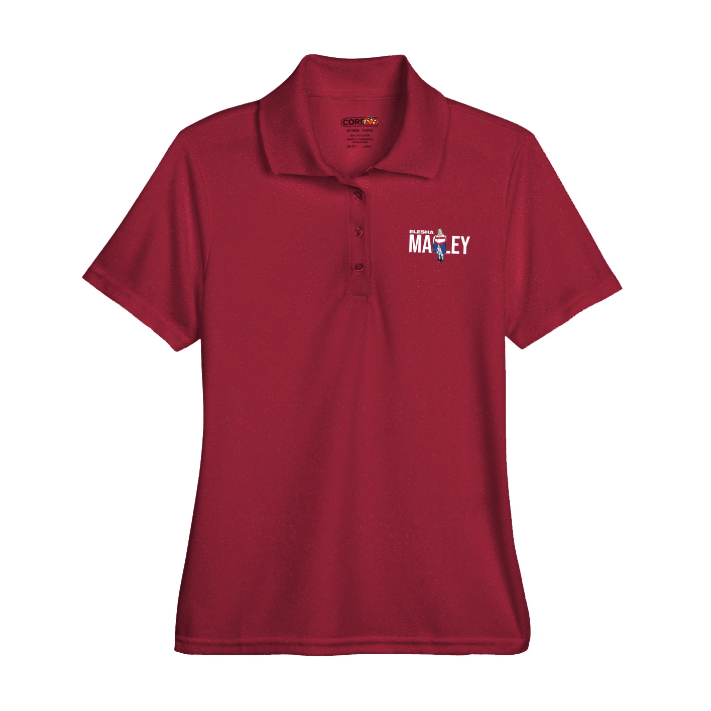 Womens Performance Polo — Player Name in Red