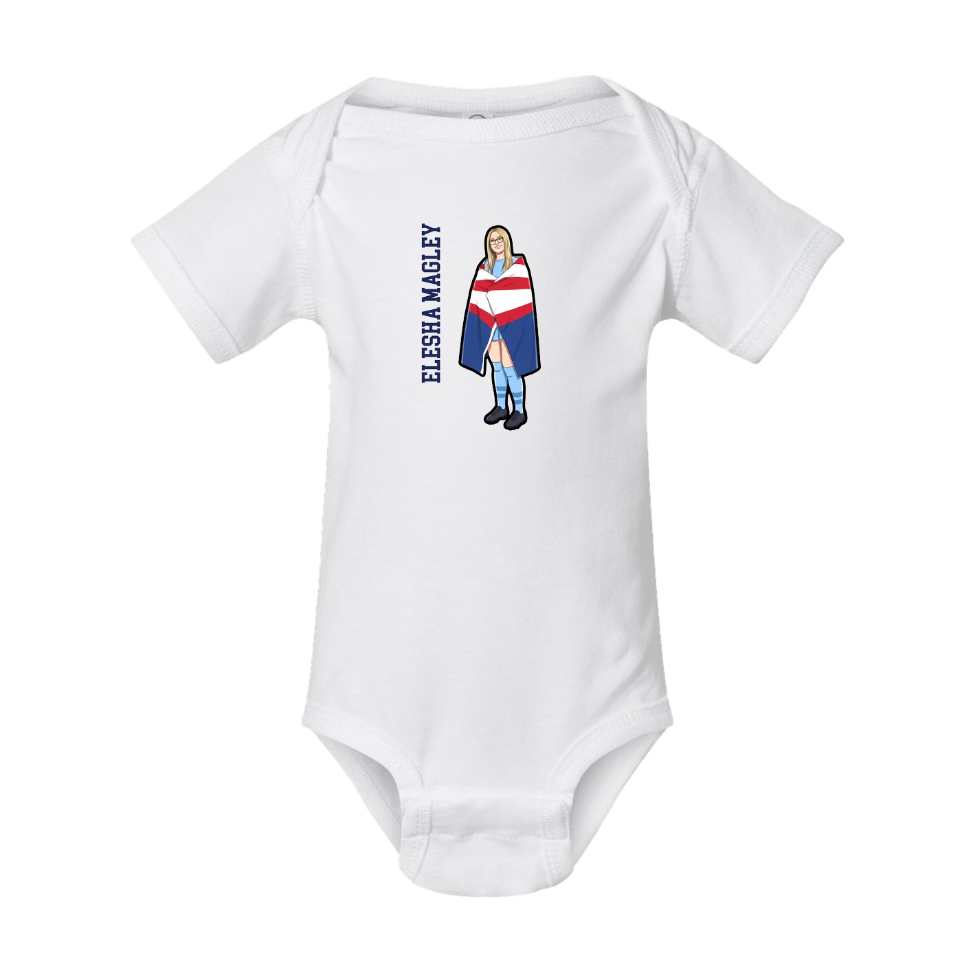 Baby Onesie — Name Vertical in White