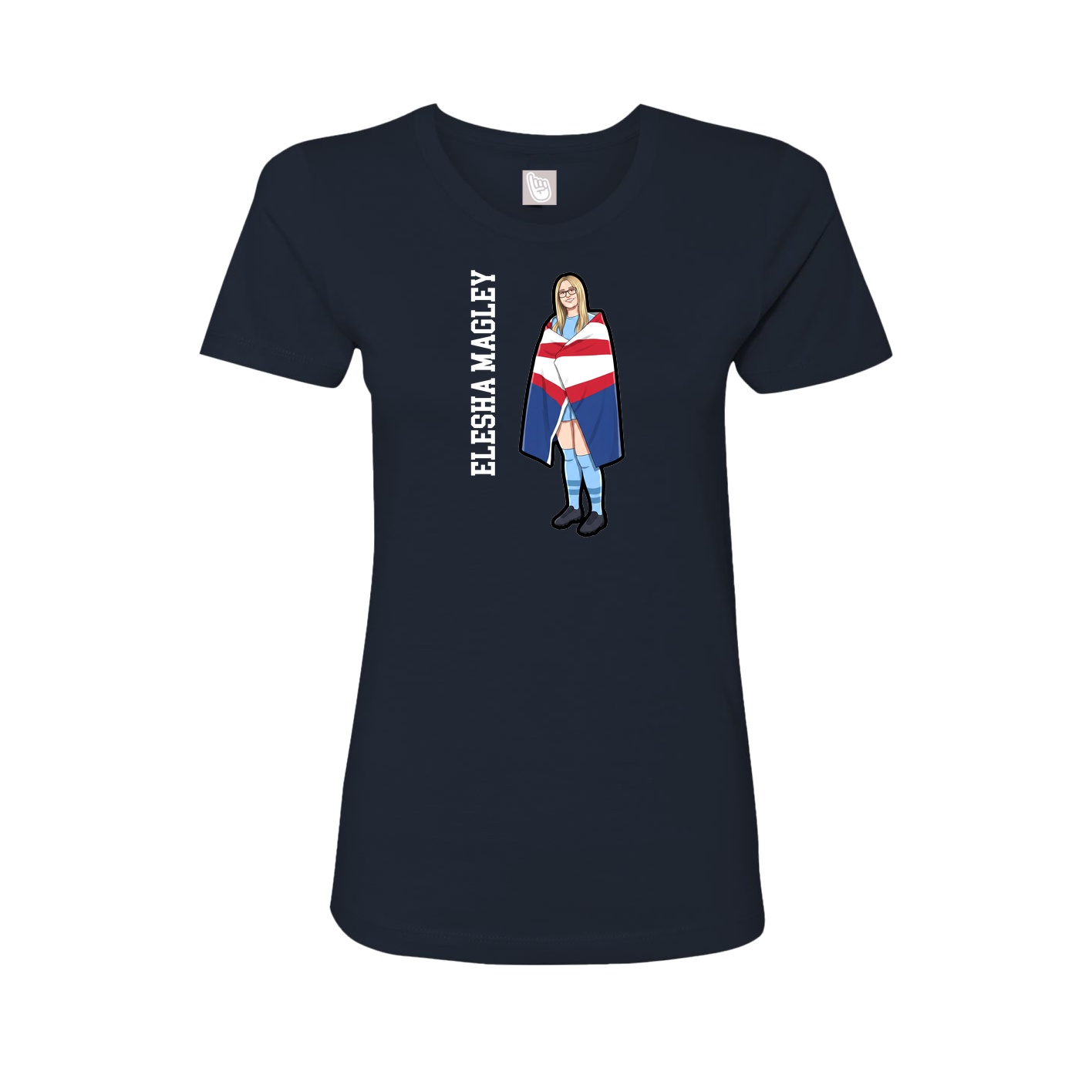 Womens Tee — Name Vertical in Navy