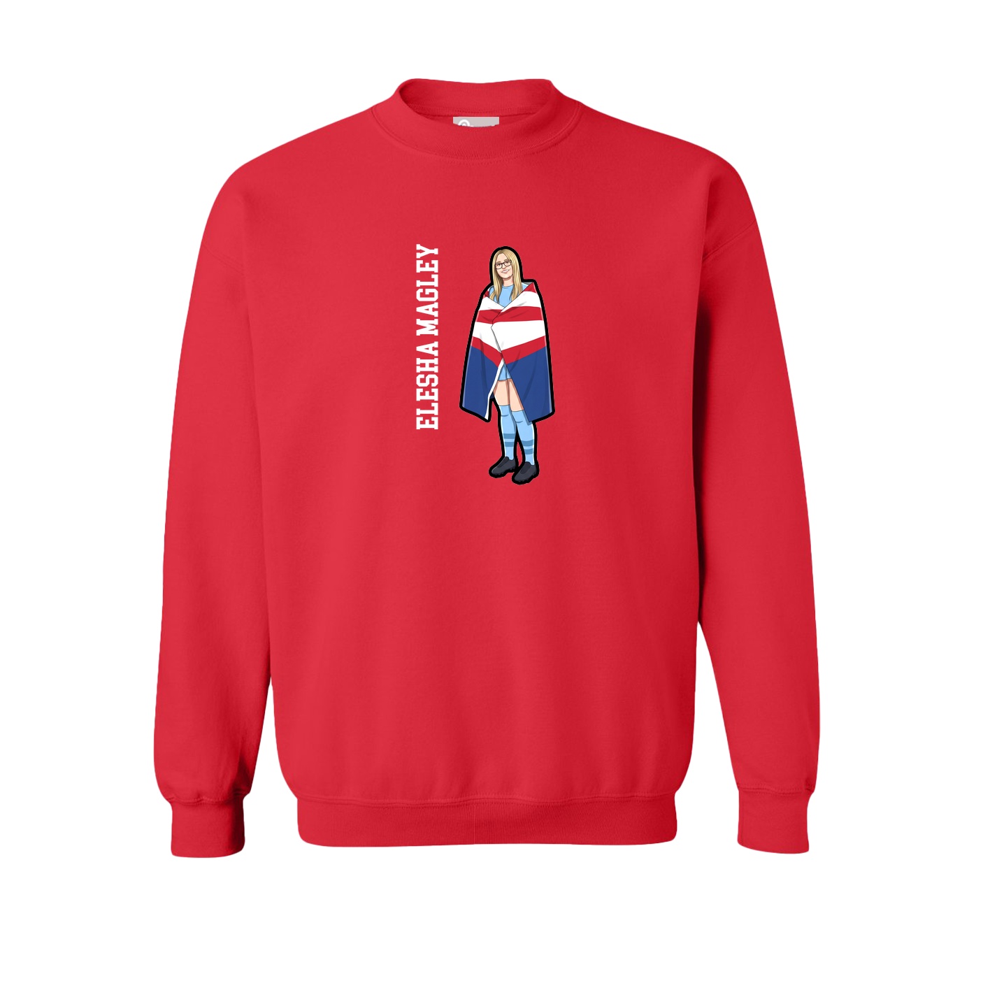 Fleece Crew — Name Vertical in Red