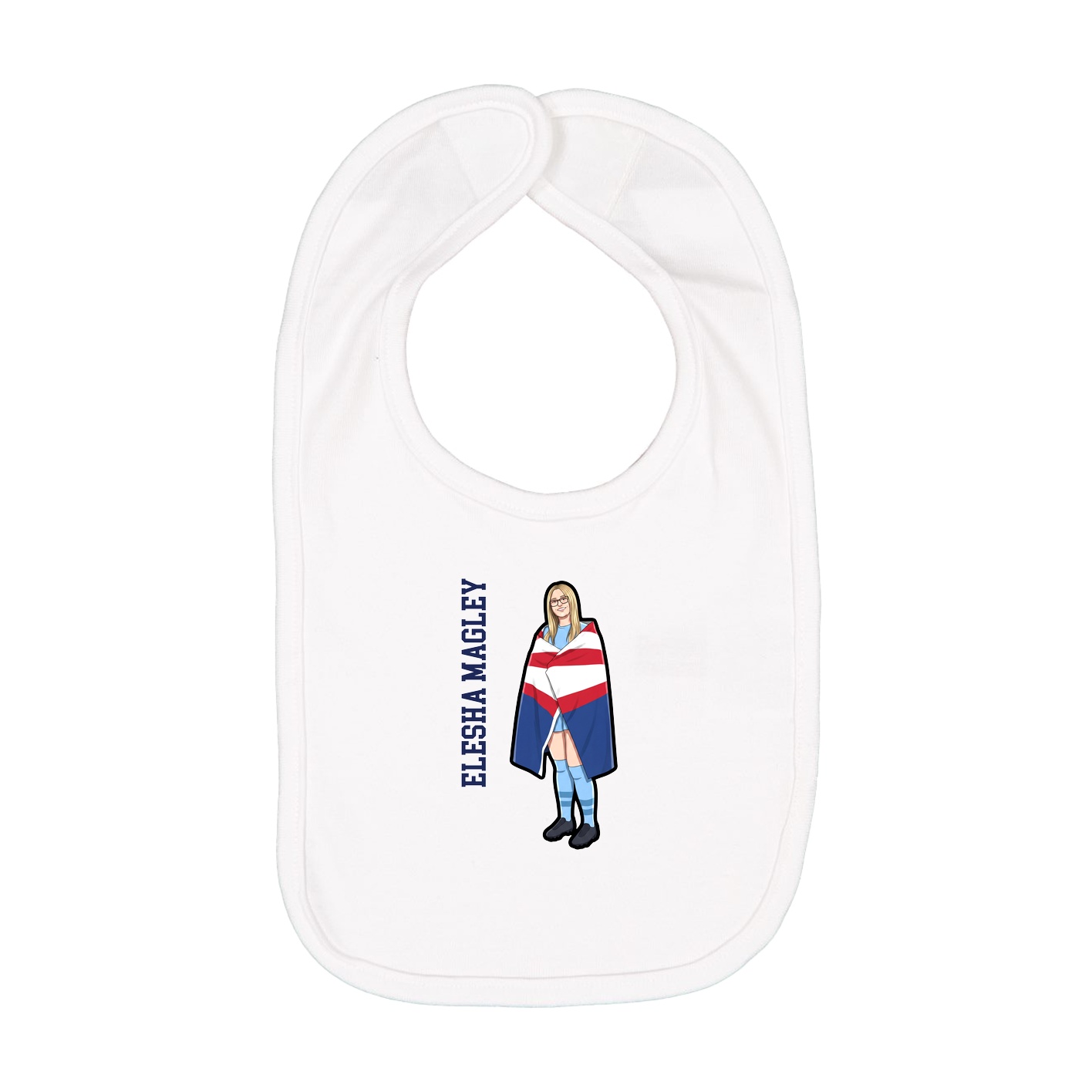 Infant Bib — Name Vertical in White