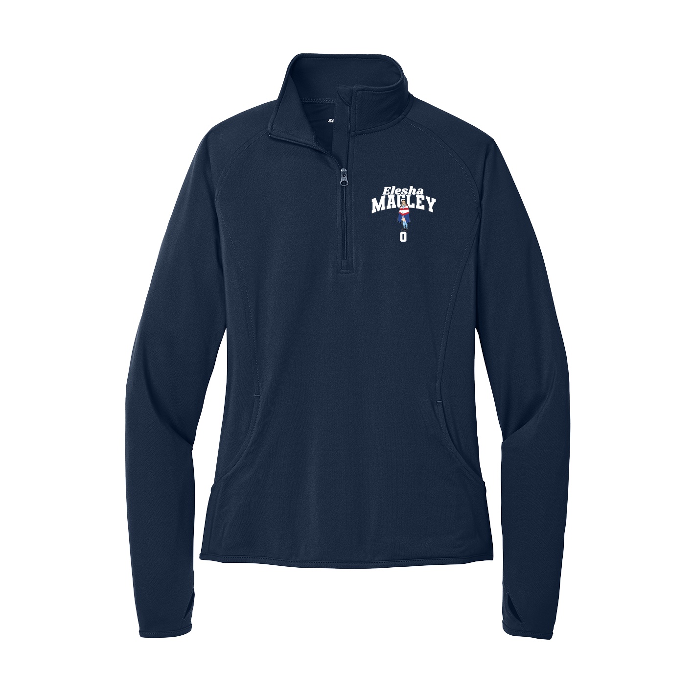 Women's Q-Zip Pullover — Signature Arch in Navy