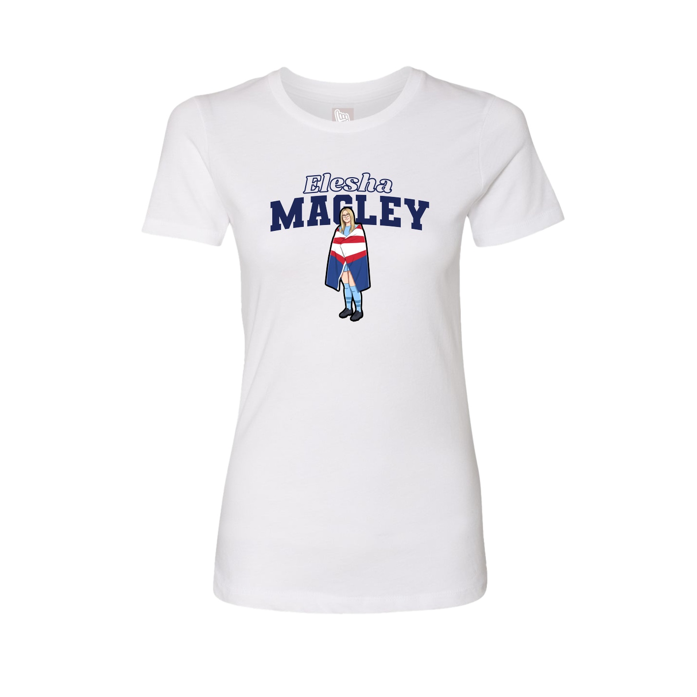 Womens Tee — Name Arch in White