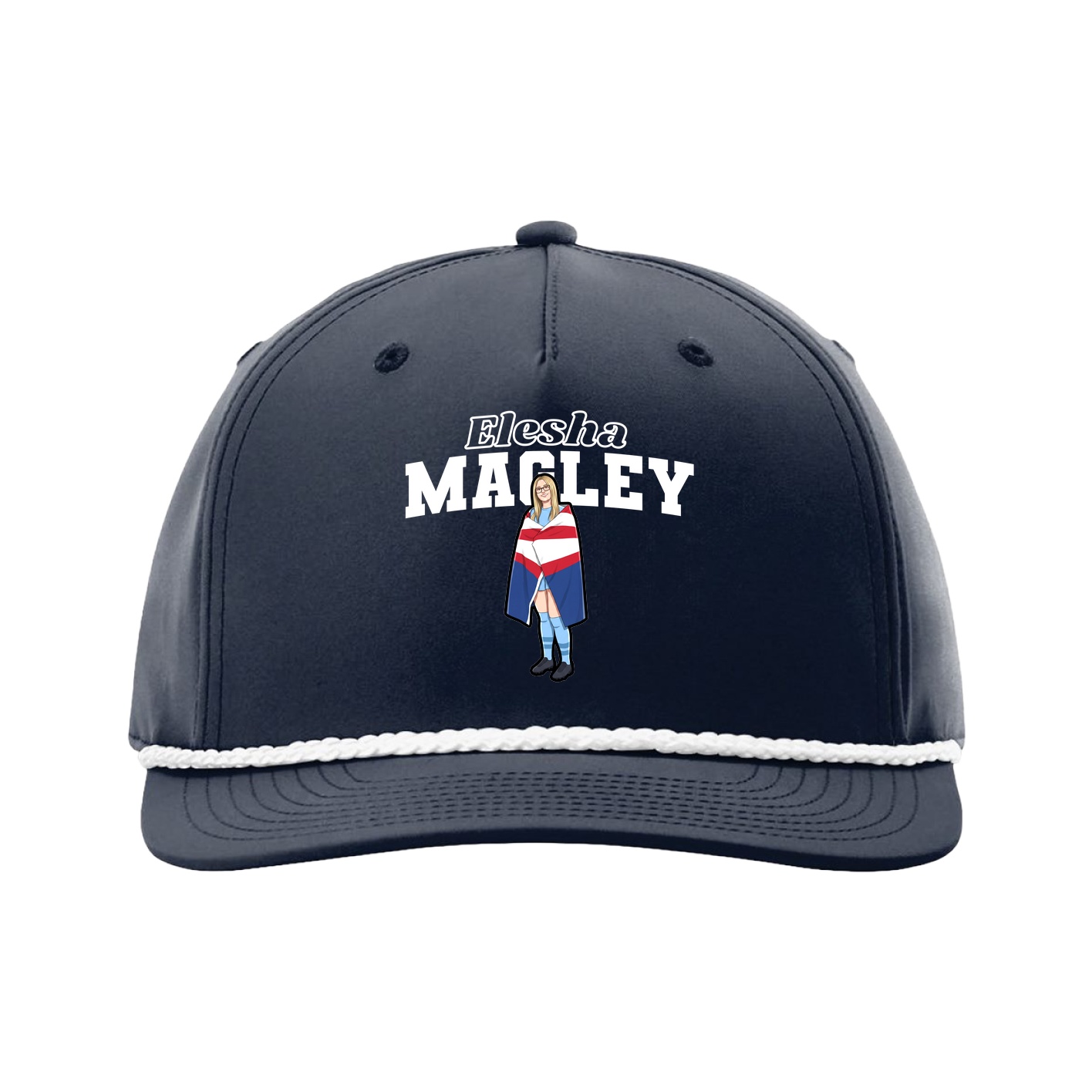 Five-Panel Classic Rope Cap — Name Arch in Navy