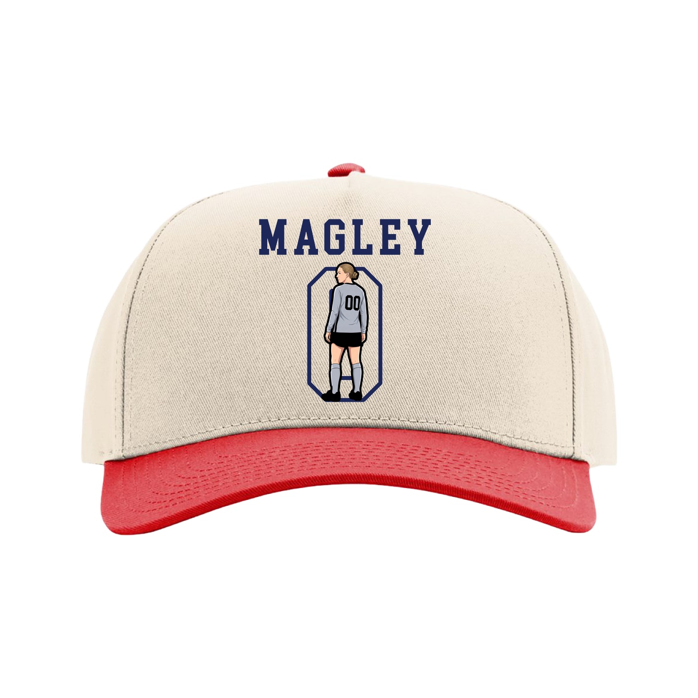 Full Fabric Five-Panel Champ Cap — Shirsey in Cream/Red