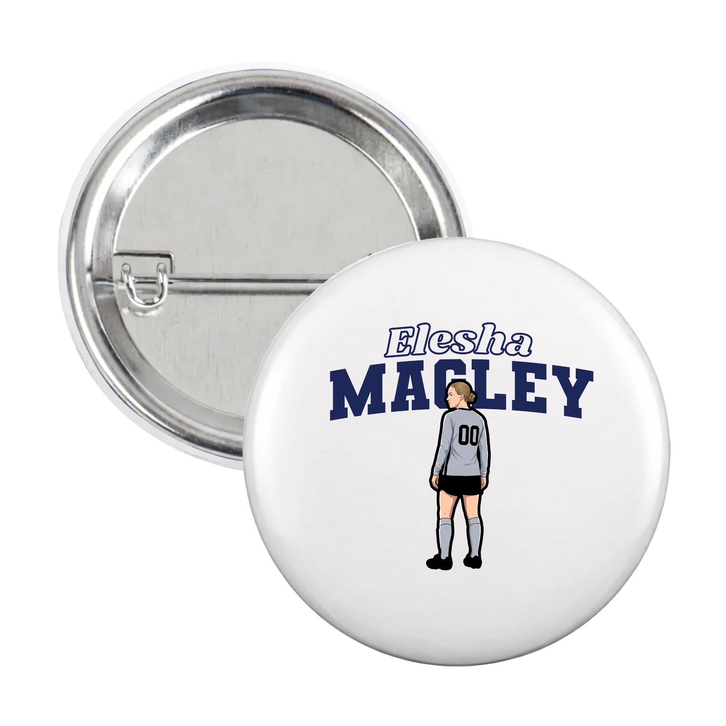 Game Day Button — Name Arch in White