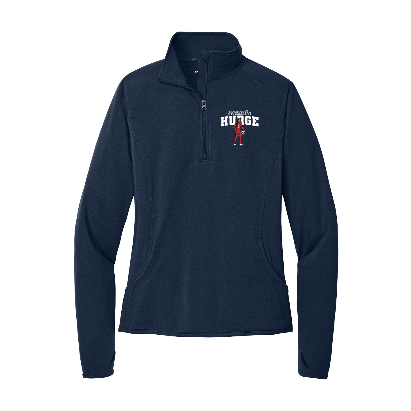 Women's Q-Zip Pullover — Name Arch in Navy
