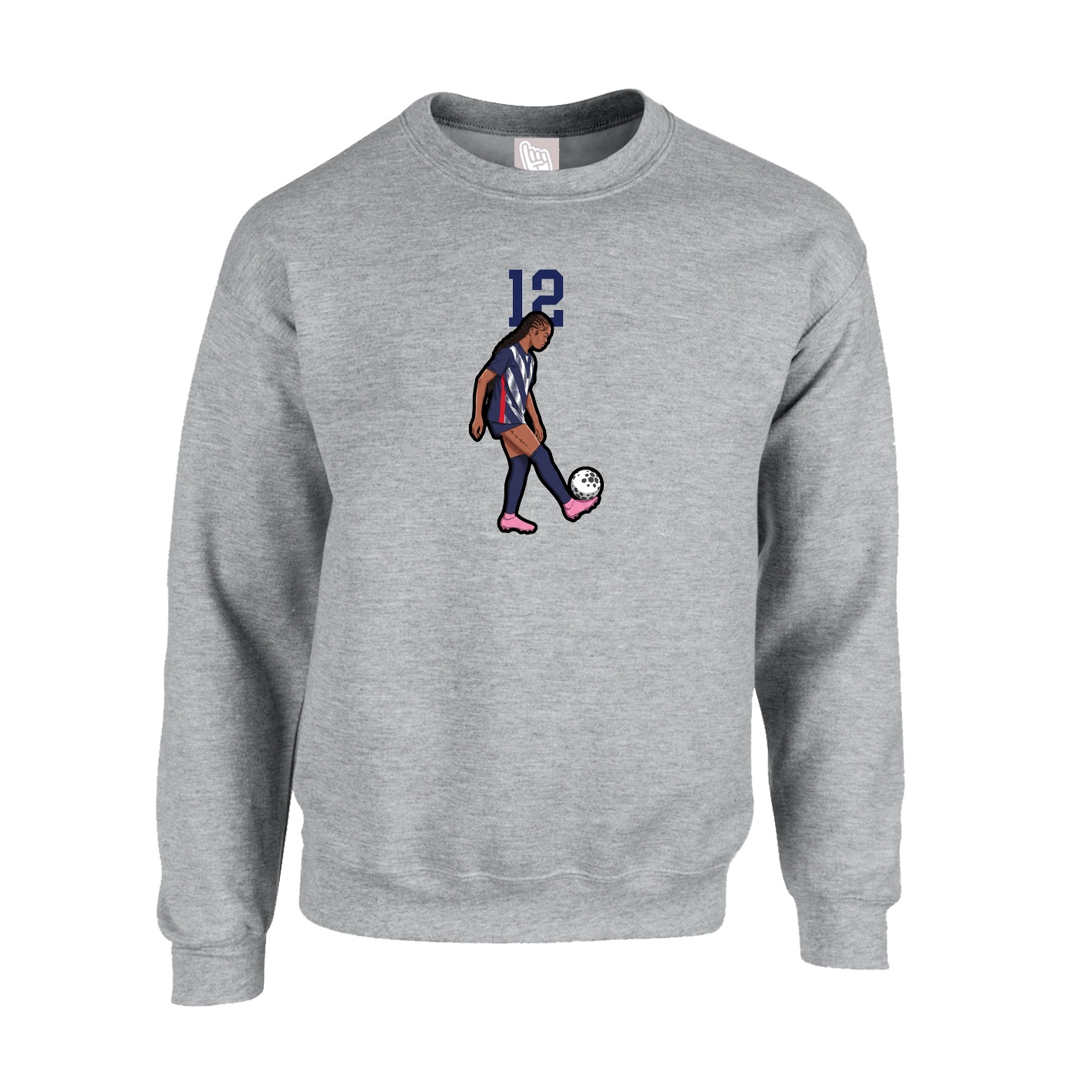 Fleece Crew — Number Top in Grey