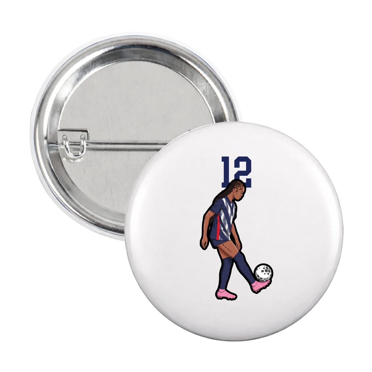 Game Day Button — Number Top in White