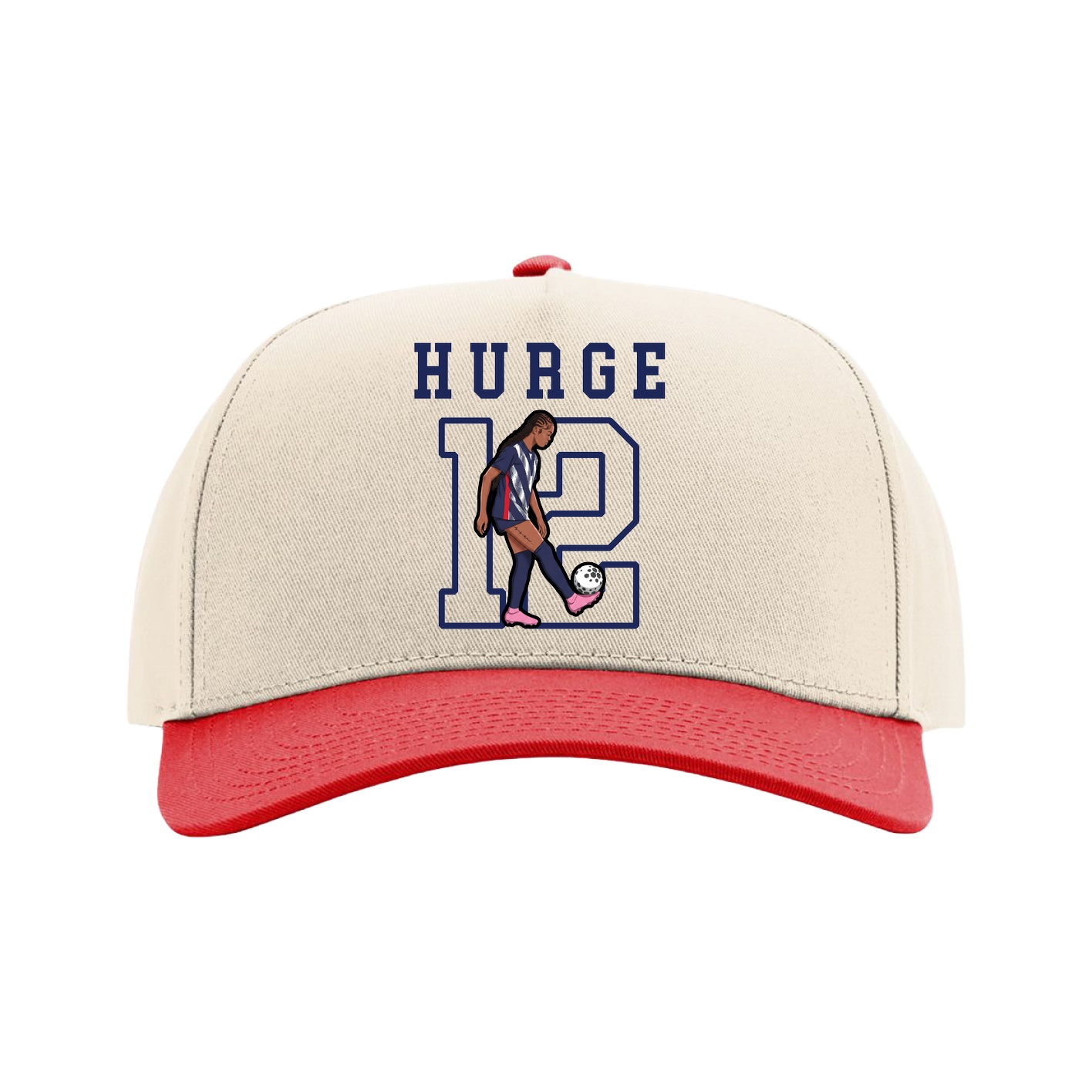 Full Fabric Five-Panel Champ Cap — Shirsey in Cream/Red