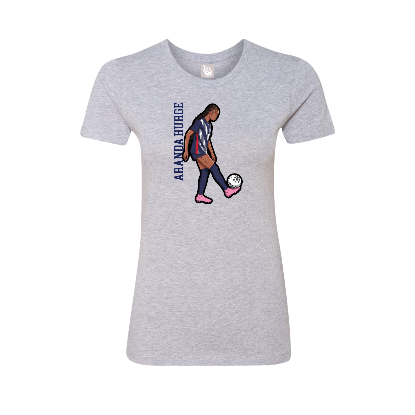 Fitted Women's Tee — Name Vertical in Grey