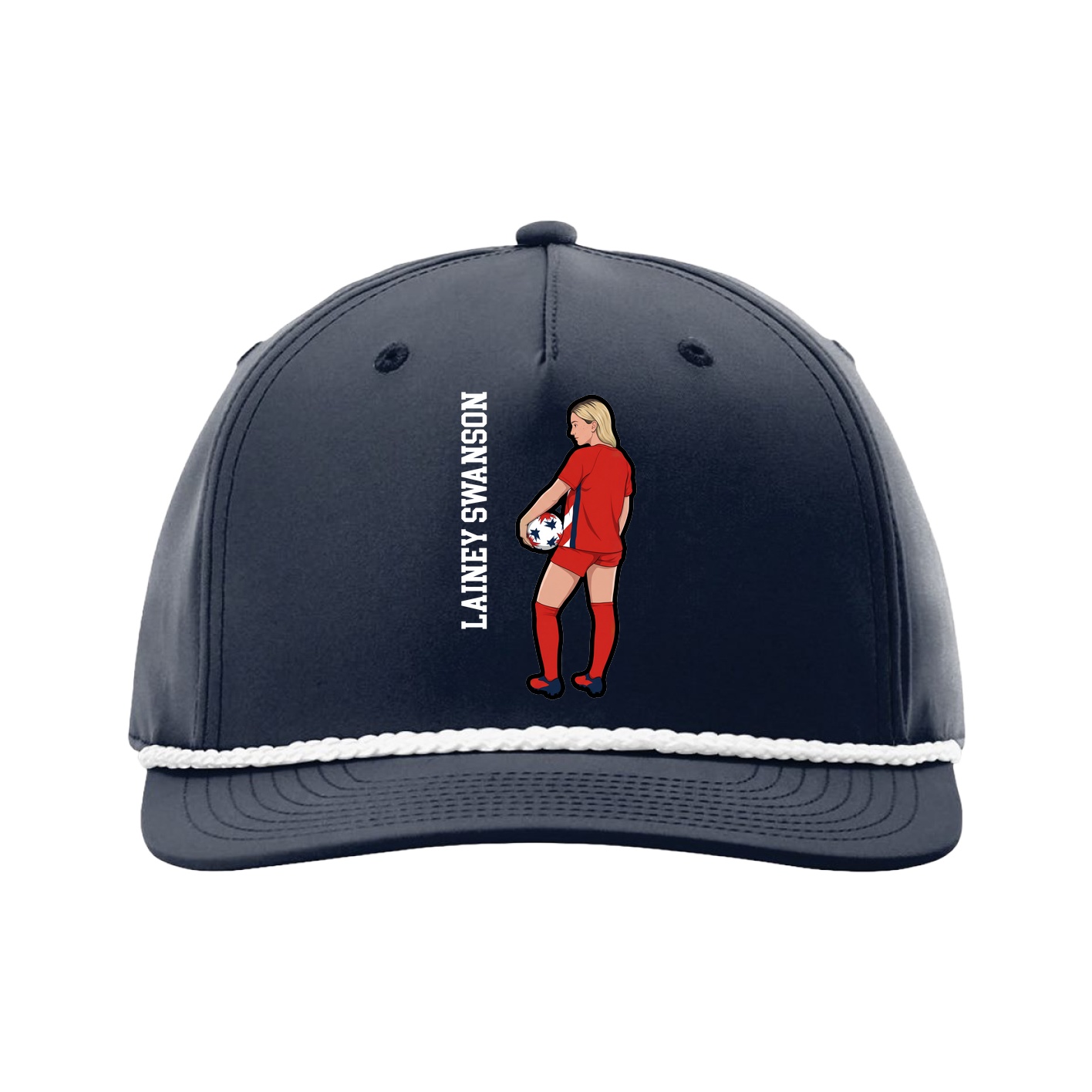 Five-Panel Classic Rope Cap — Name Vertical in Navy