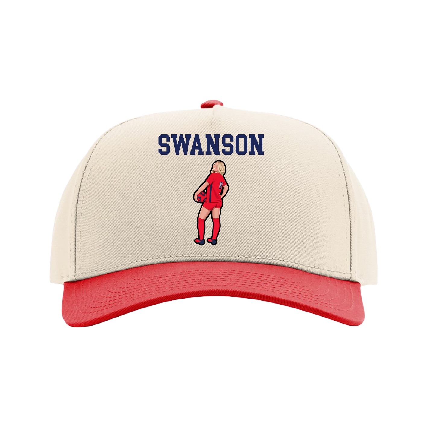 Full Fabric Five-Panel Champ Cap — Shirsey in Cream/Red