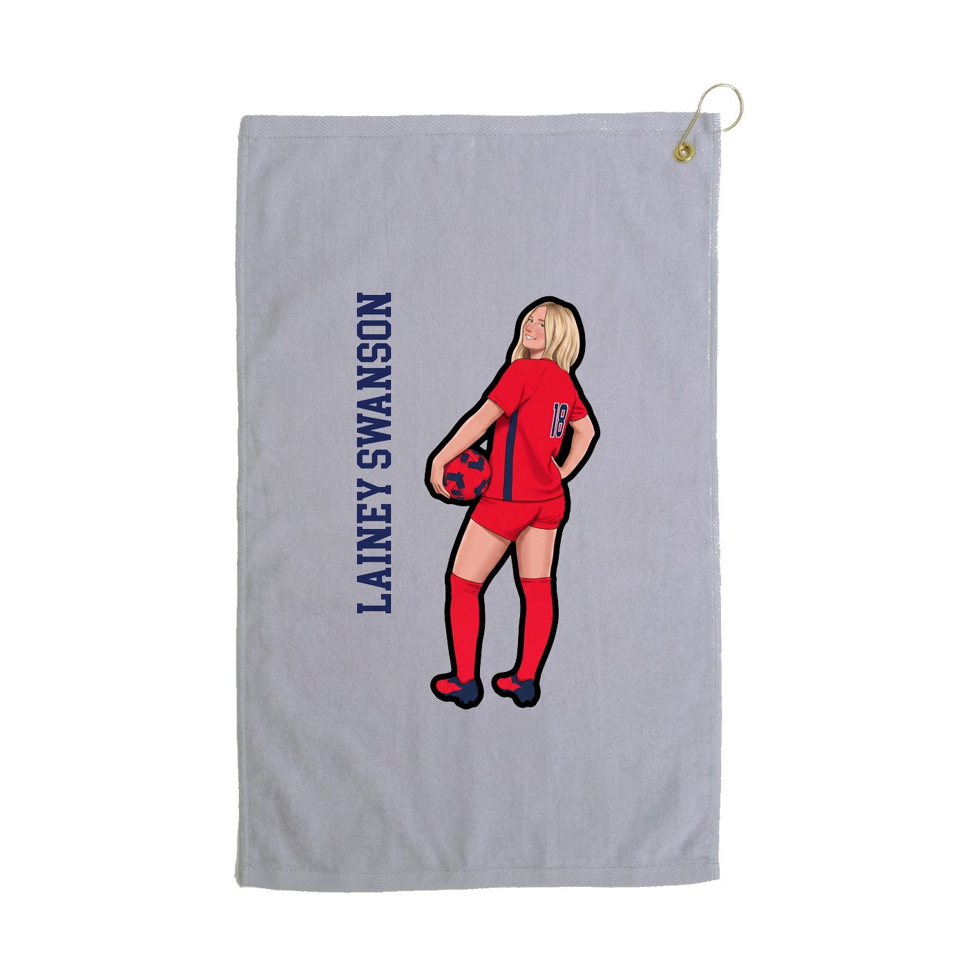Golf Towel — Name Vertical in Grey