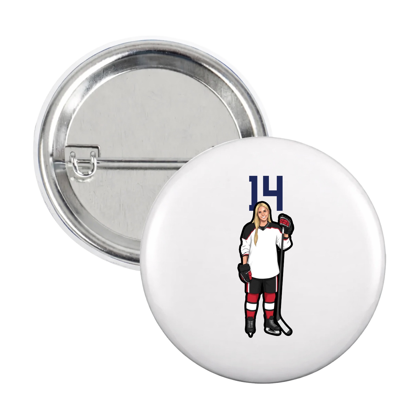 Game Day Button — Number Top in White