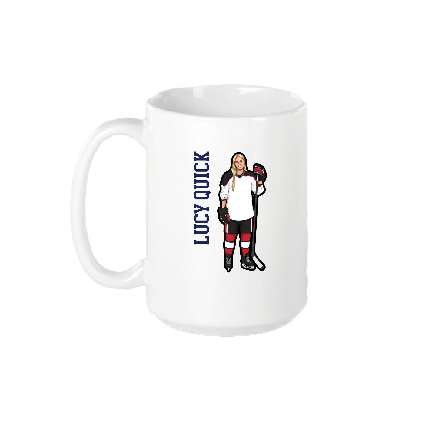 15oz Coffee Mug — Name Vertical in White