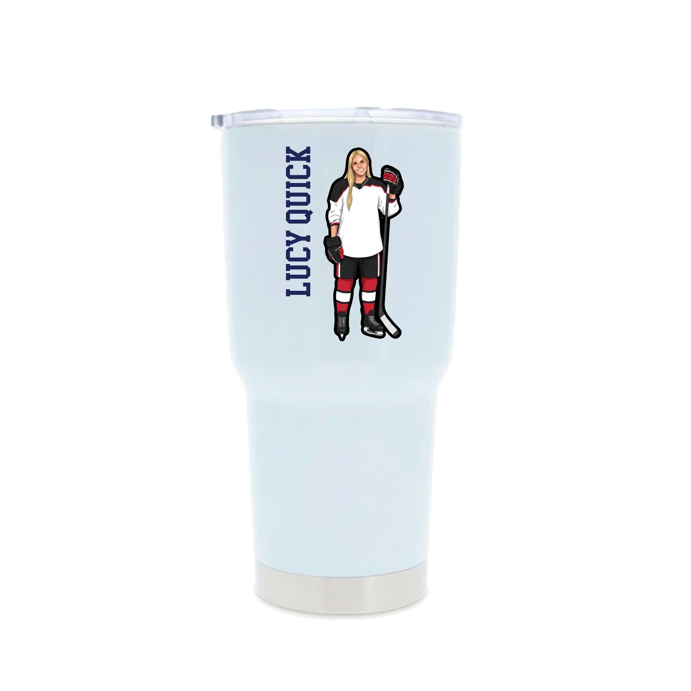 30oz Stainless Steel Tumbler — Name Vertical in White