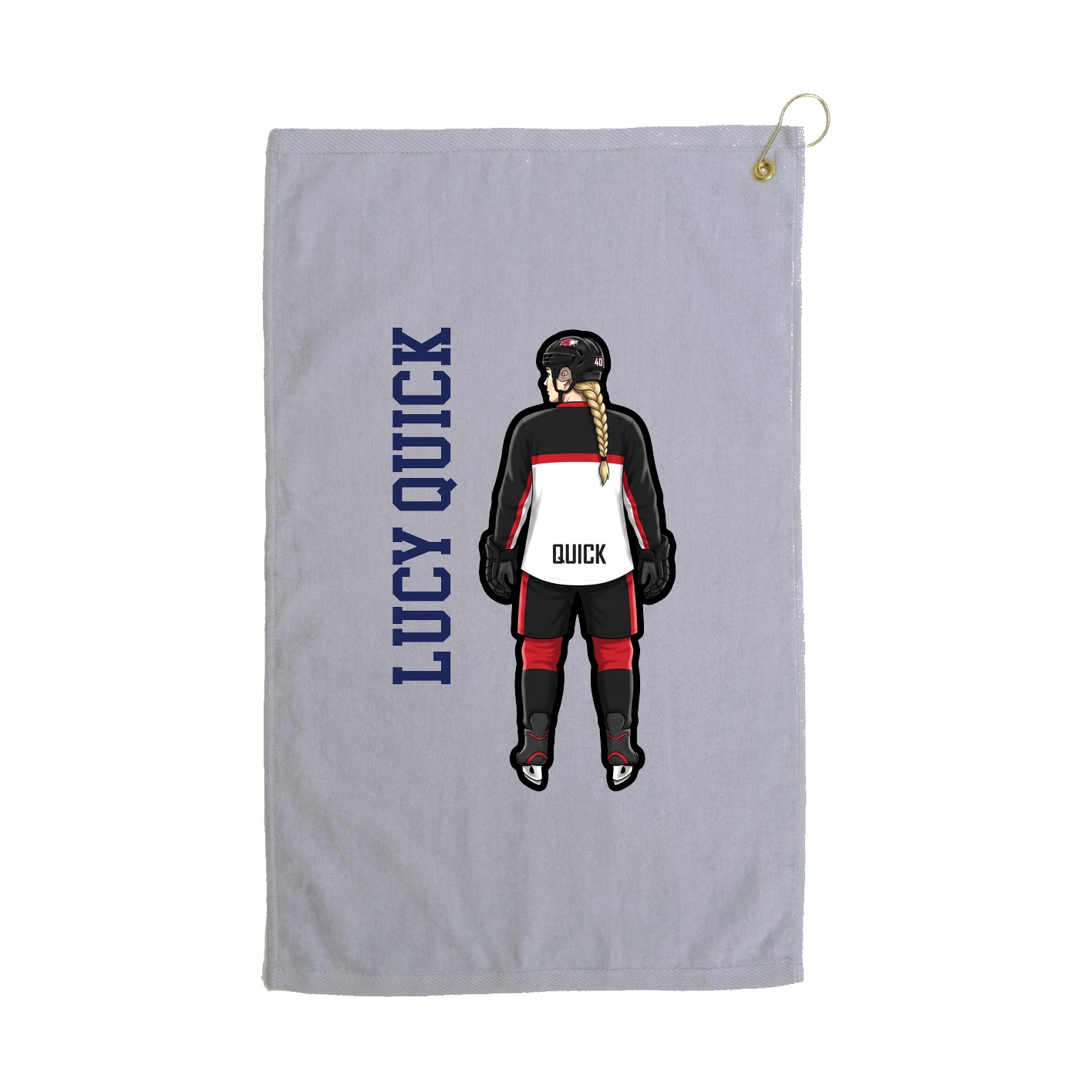 Golf Towel — Name Vertical in Grey