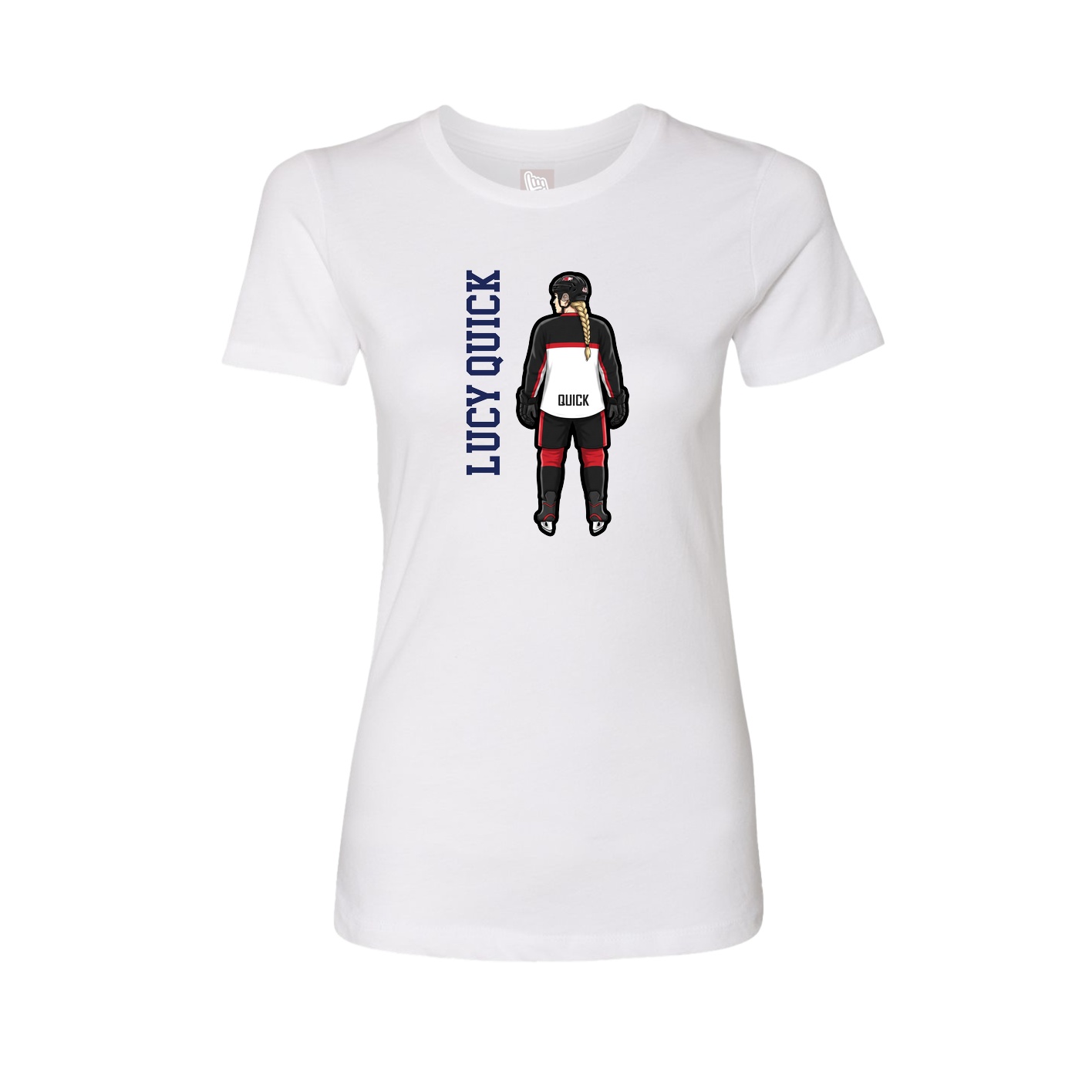 Fitted Women's Tee — Name Vertical in White