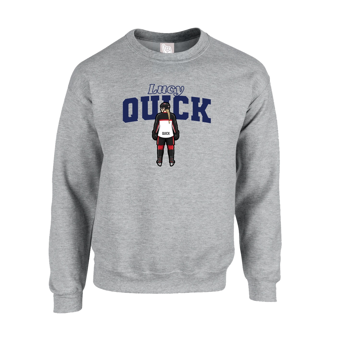 Fleece Crew — Name Arch in Grey