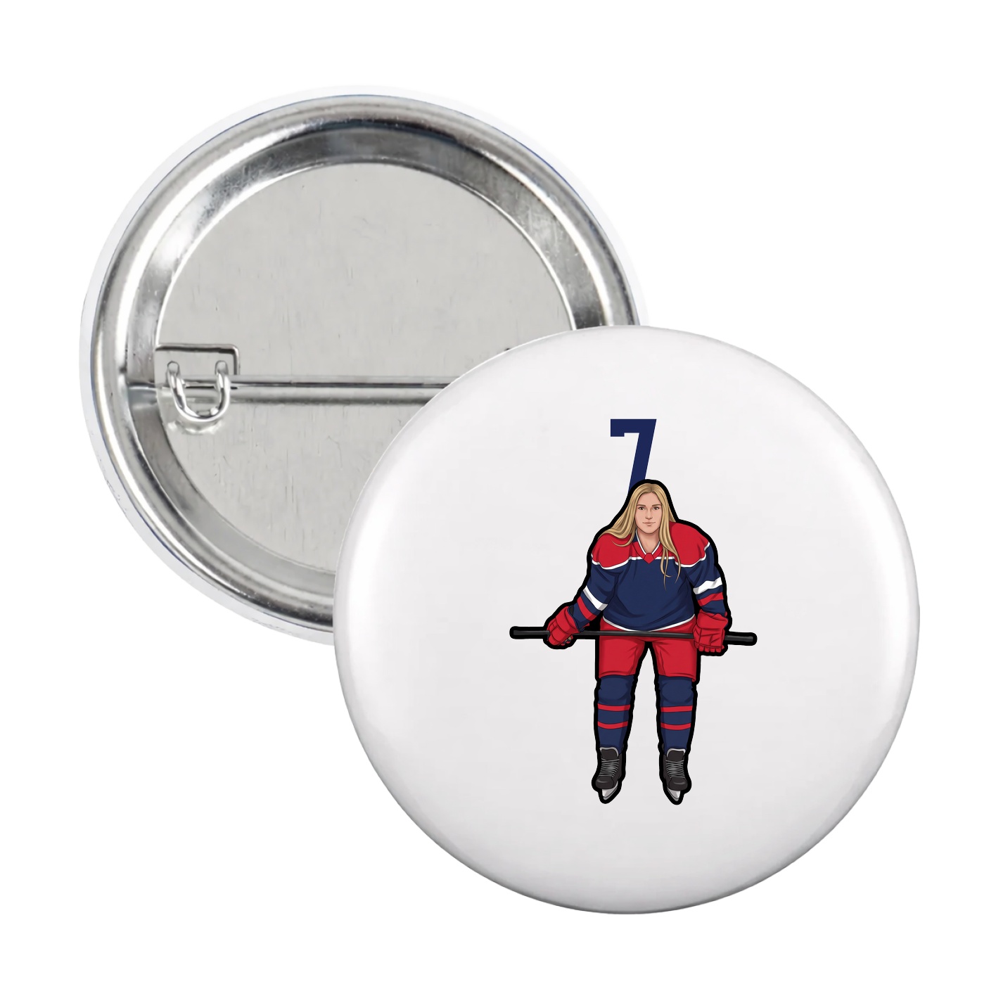Game Day Button — Number Top in White