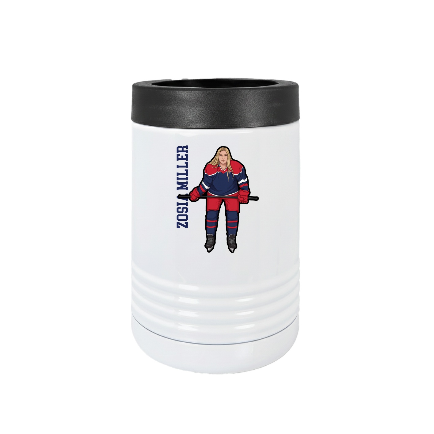 Beverage Holder — Name Vertical in White