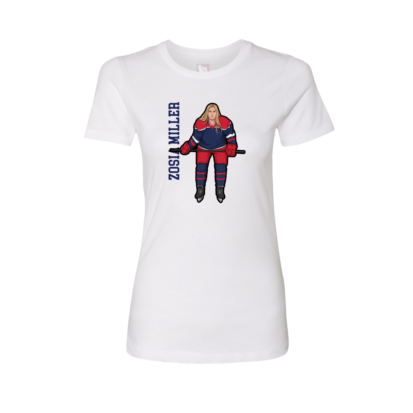 Fitted Women's Tee — Name Vertical in White