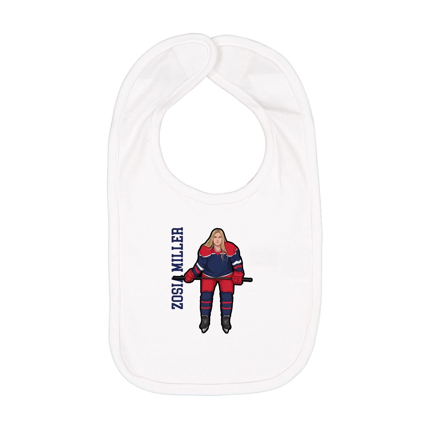 Infant Bib — Name Vertical in White