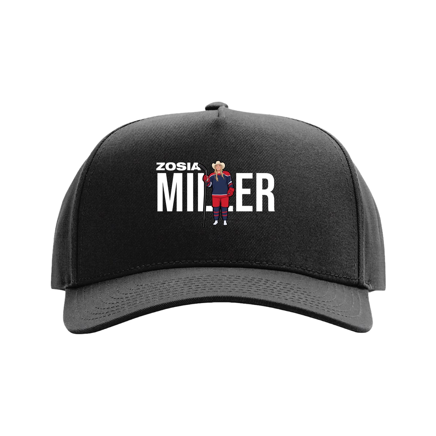 Full Fabric Five-Panel Champ Cap — Player Name in Black