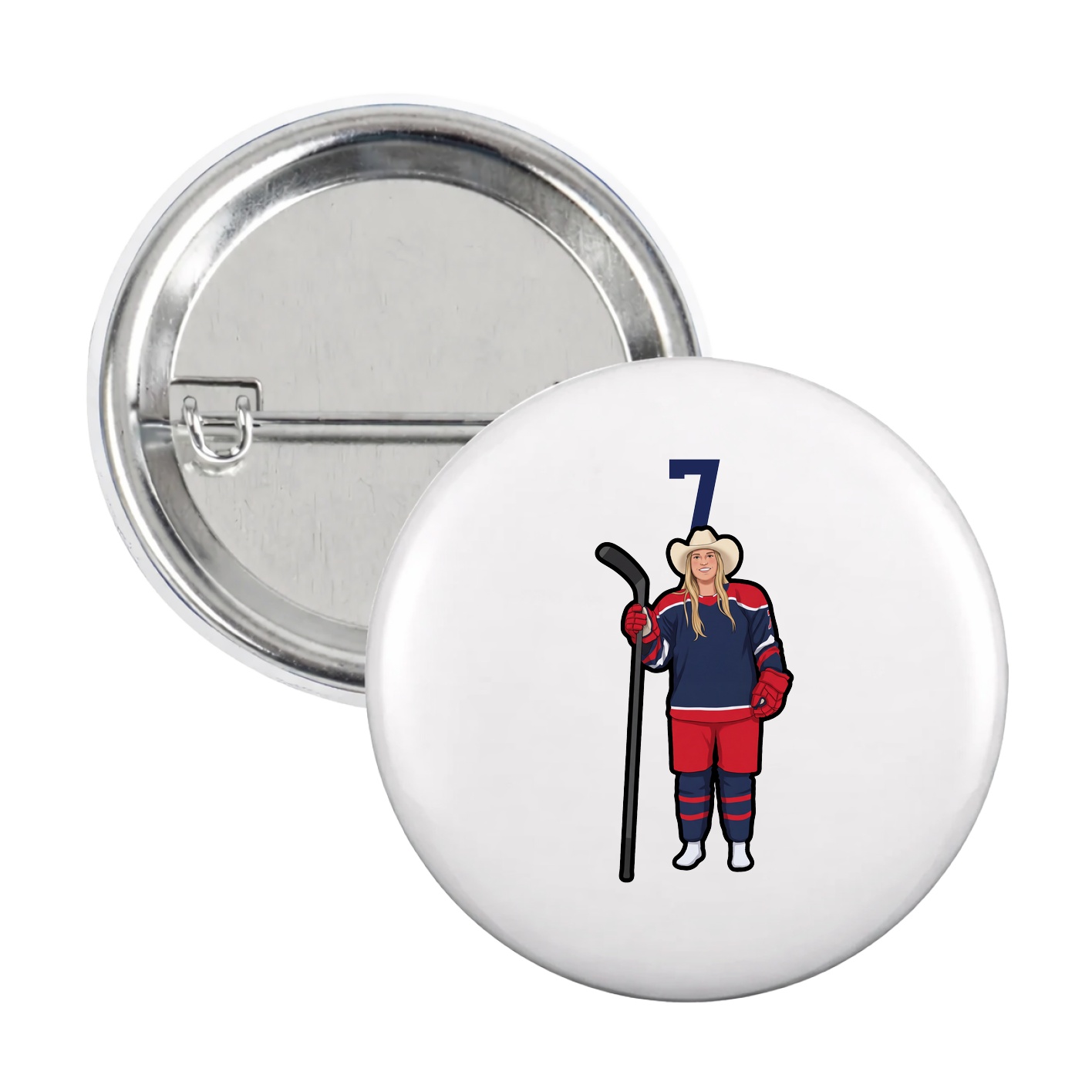 Game Day Button — Number Top in White