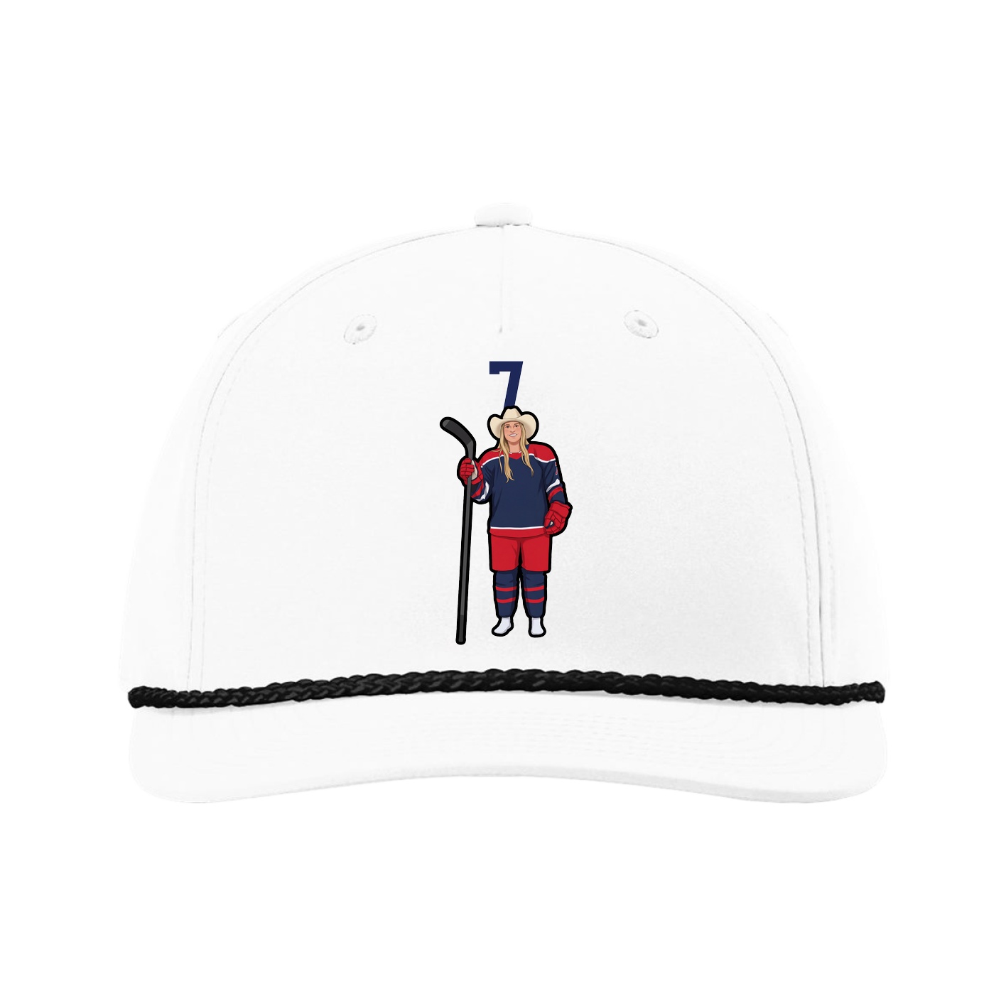Five-Panel Classic Rope Cap — Number Top in White
