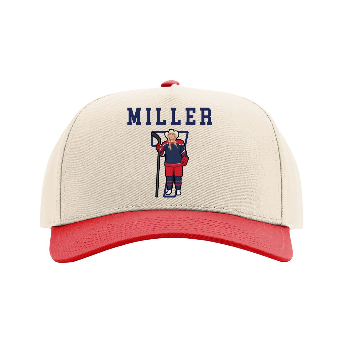 Full Fabric Five-Panel Champ Cap — Shirsey in Cream/Red