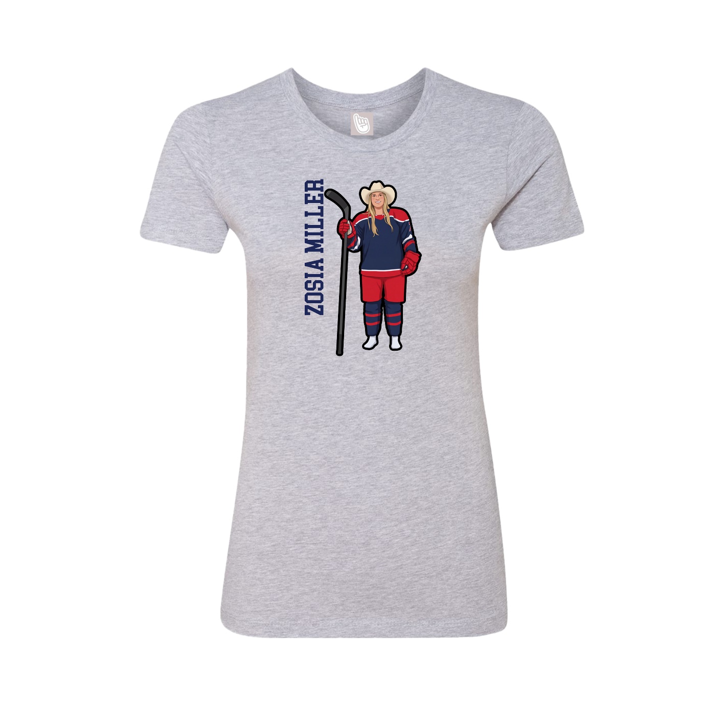 Fitted Women's Tee — Name Vertical in Grey