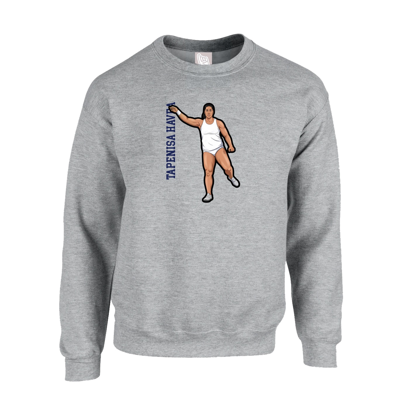 Fleece Crew — Name Vertical in Grey