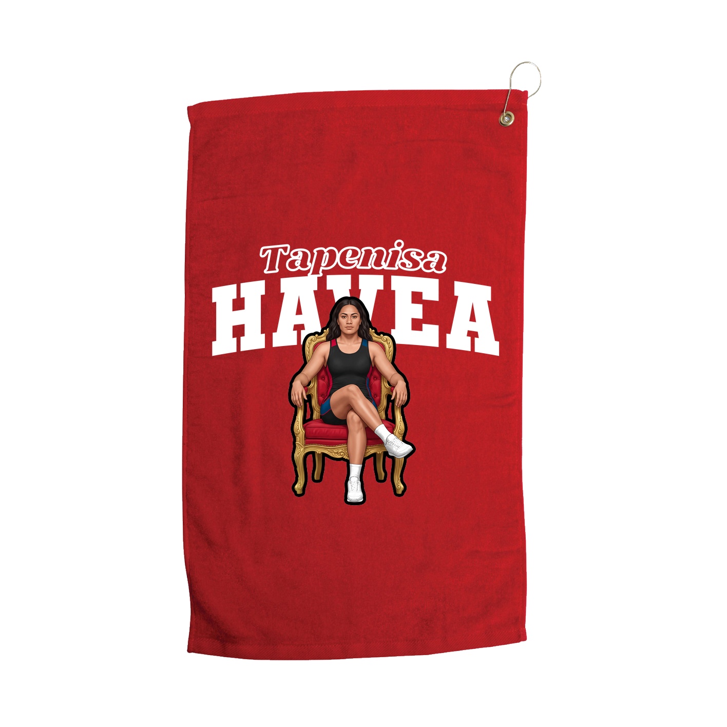 Golf Towel — Name Arch in Red