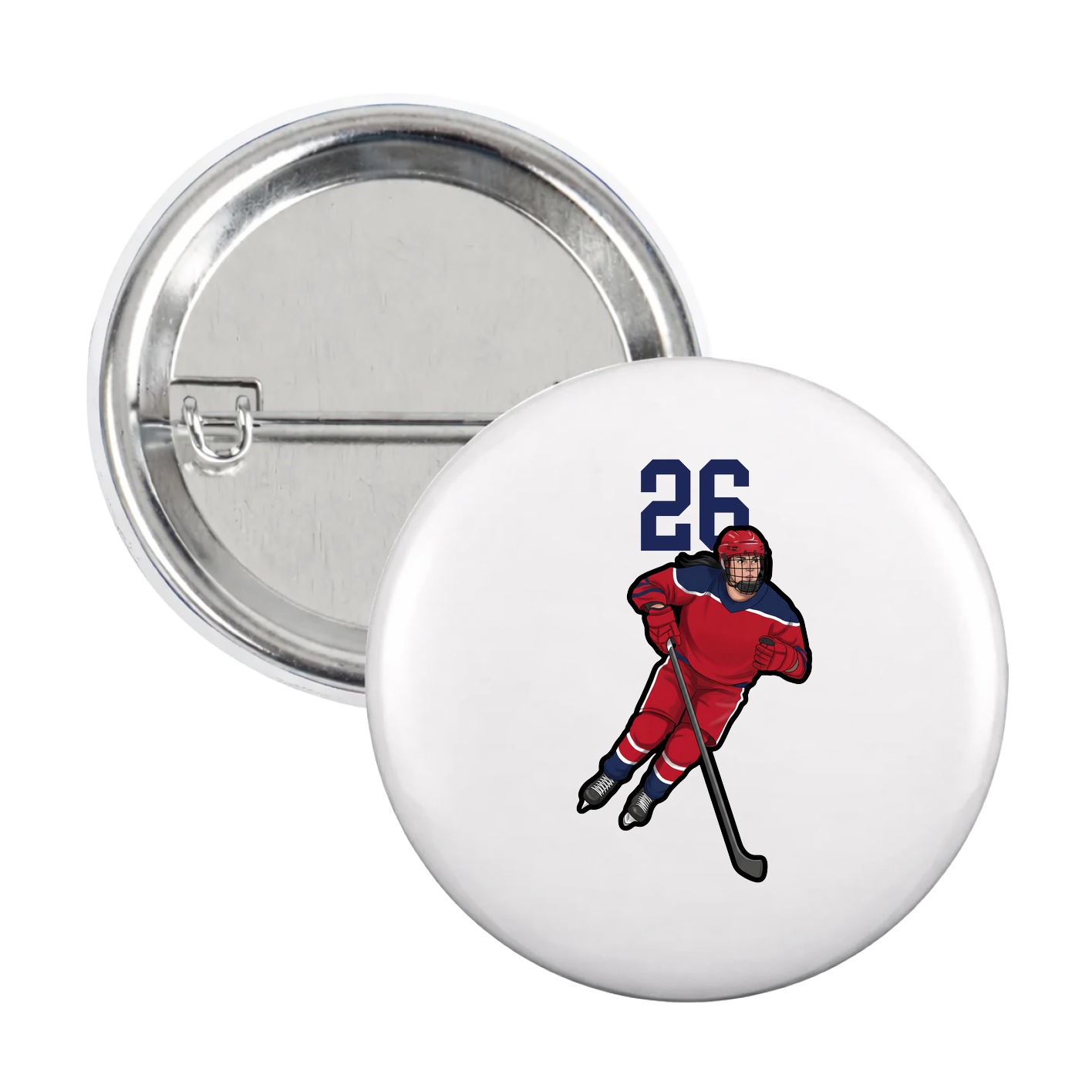 Game Day Button — Number Top in White