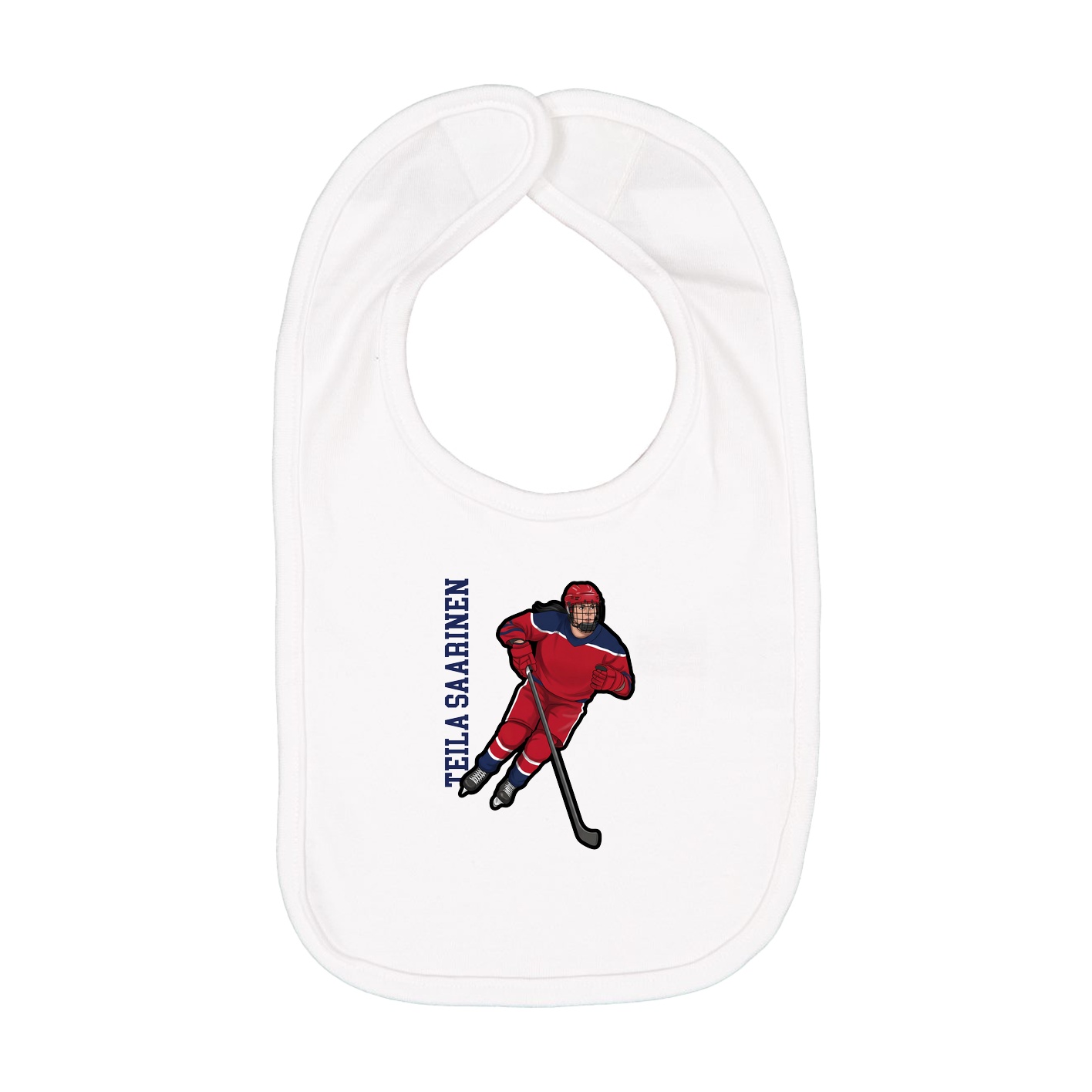 Infant Bib — Name Vertical in White