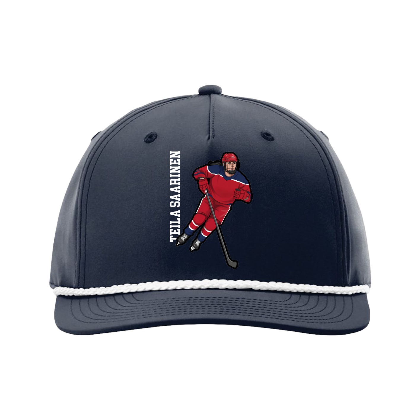 Five-Panel Classic Rope Cap — Name Vertical in Navy