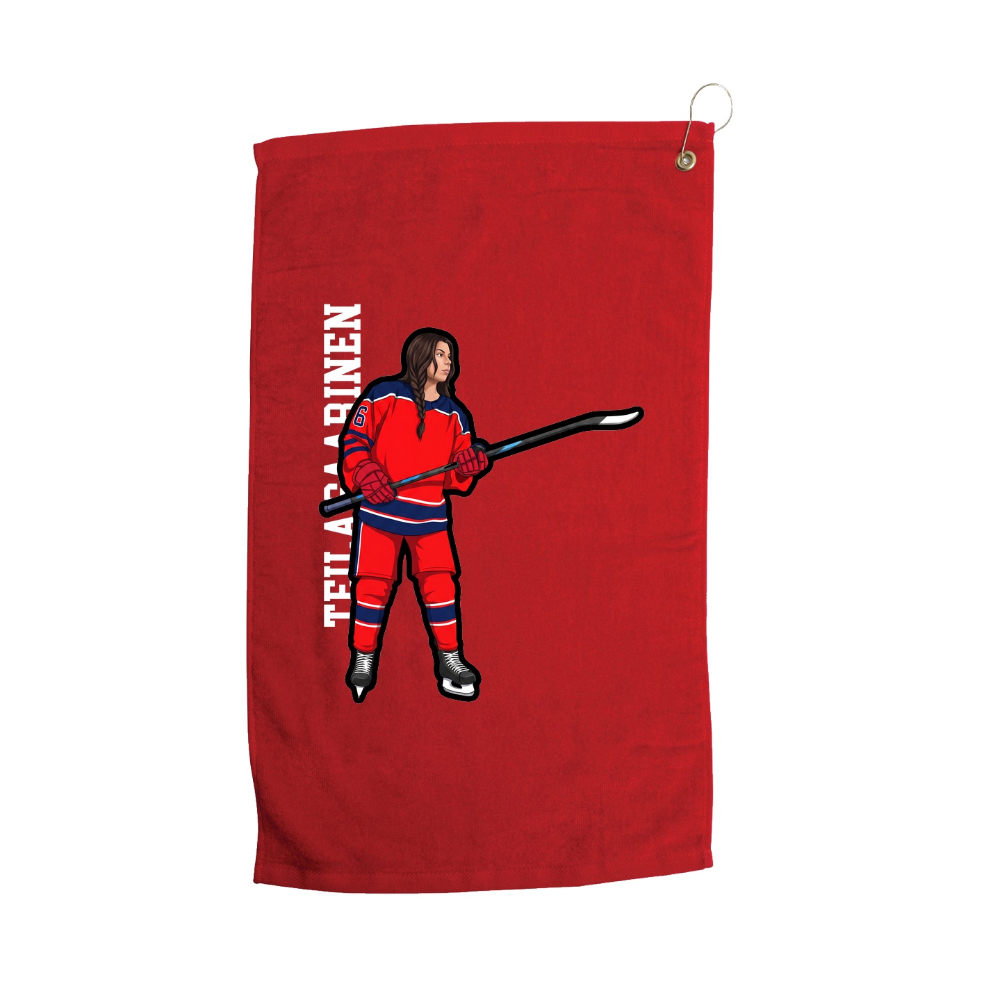 Golf Towel — Name Vertical in Red
