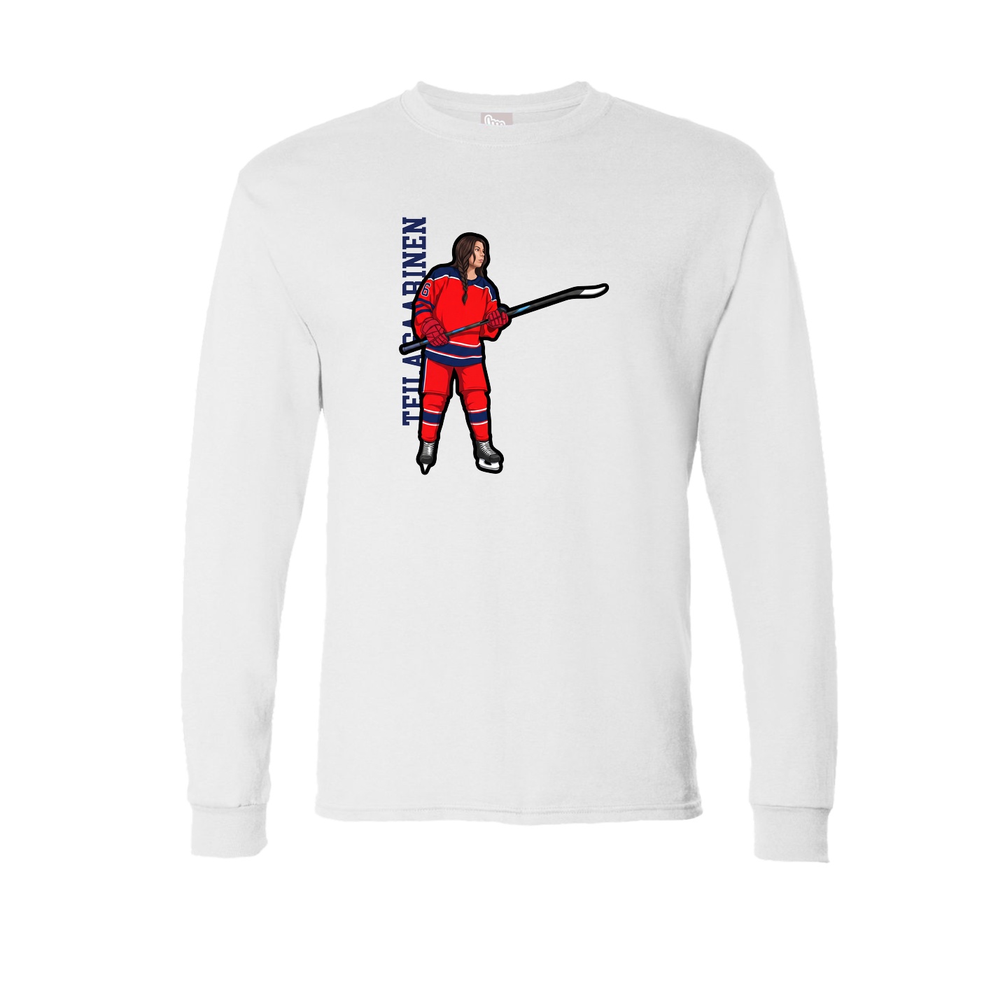 Long Sleeve Tee — Name Vertical in White