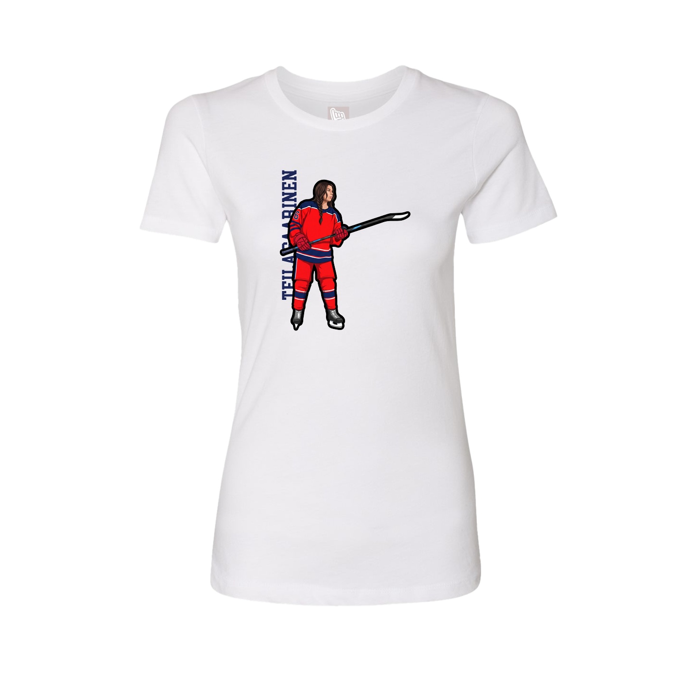 Fitted Women's Tee — Name Vertical in White